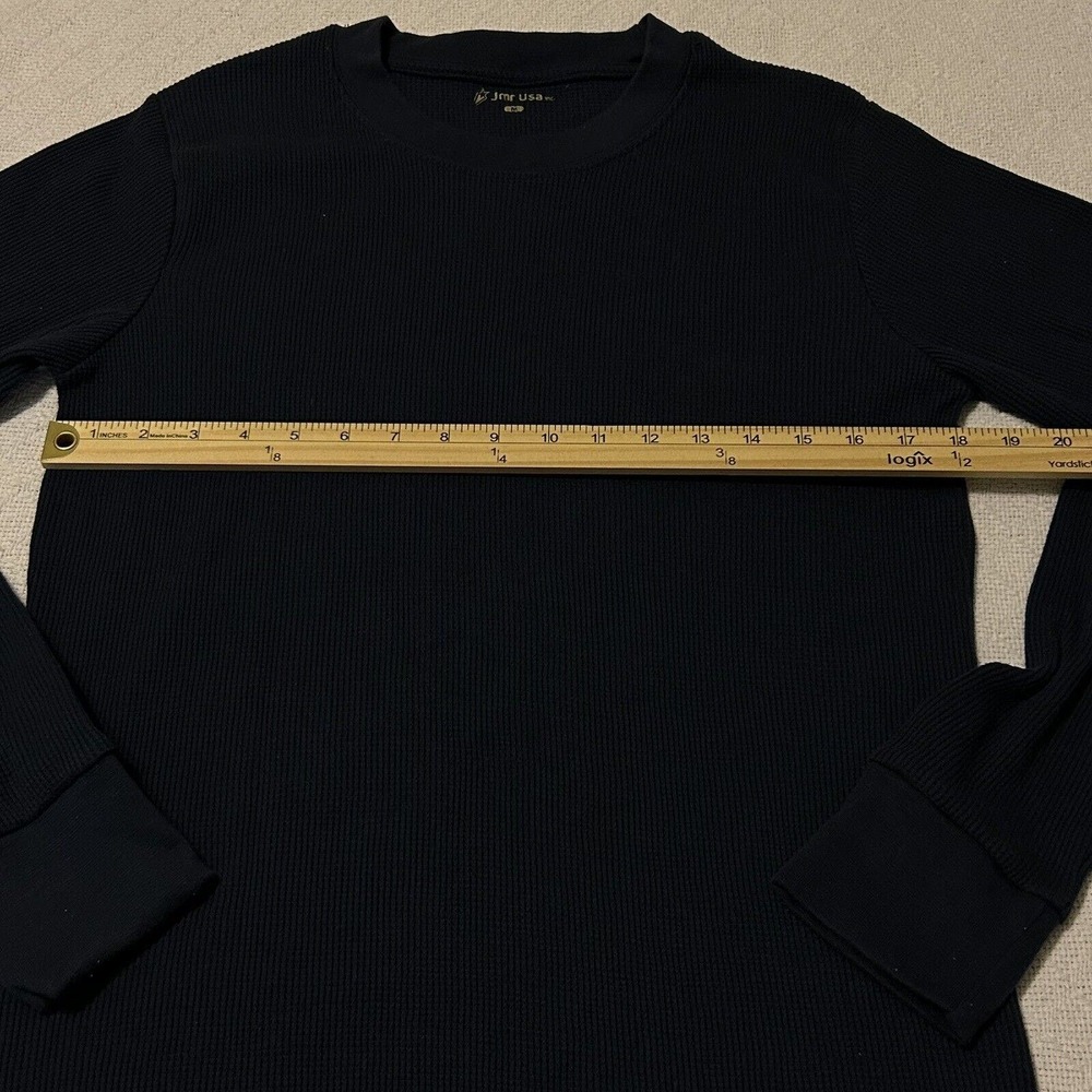 JMR USA Thermal Shirt Mens Medium Navy Blue Waffle Long Sleeve Pullover - Picture 10 of 15